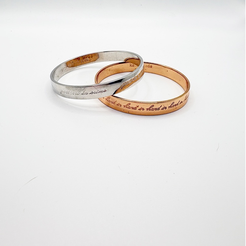 Kate Spade Idiom Bangle Set of‎ 2 Gold and Silver Best Friends Bracelets